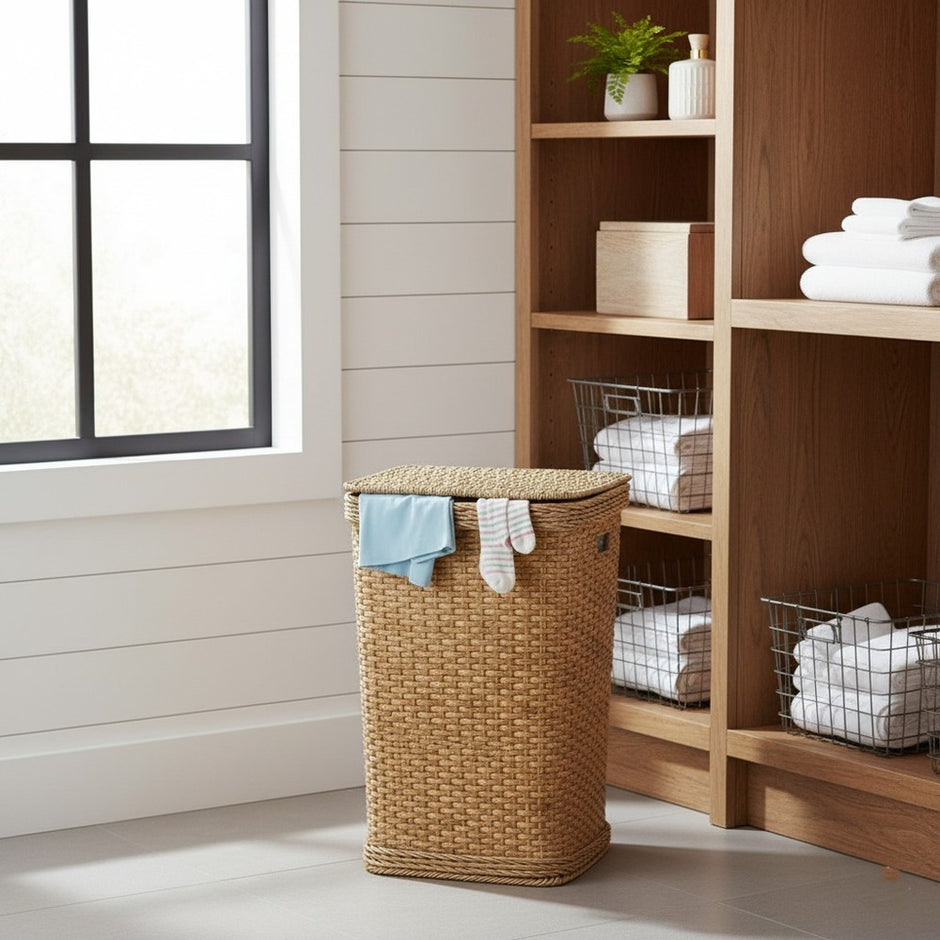 Woven Handmade Square Laundry Basket (51058) by Ziba