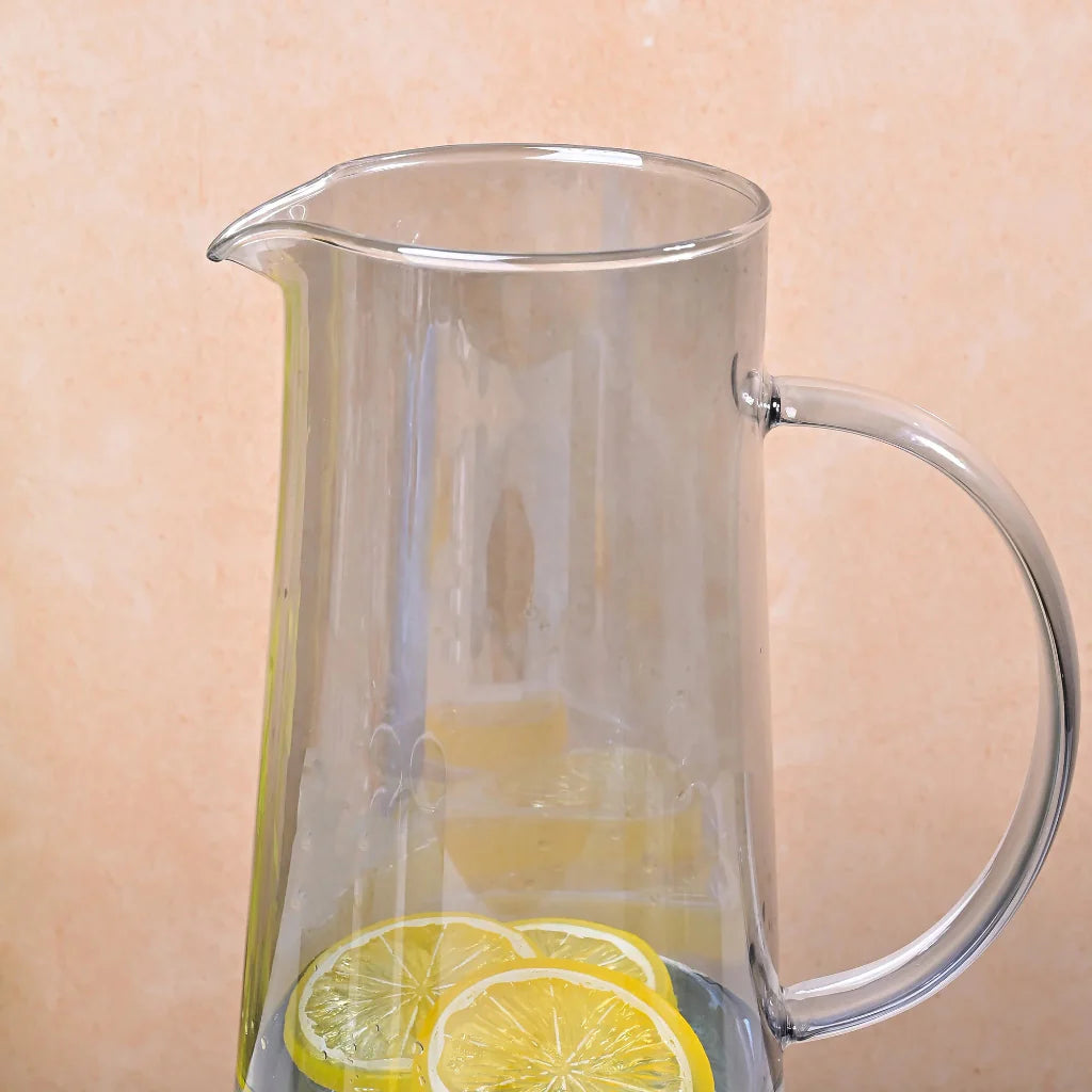 Echou 8-Piece Borosilicate Glass Pitcher Drinkware Set with Bamboo Tray