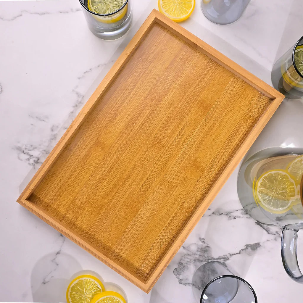 Echou 8-Piece Borosilicate Glass Pitcher Drinkware Set with Bamboo Tray