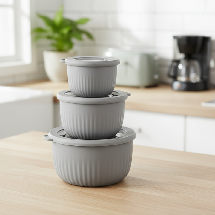 PureVent Stackable 3-Pcs Bowl Set with Vented Lid (2233) by Limon