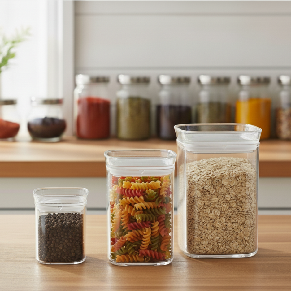 Signature Acrylic Stackable Airtight Jar with Transparent Lid by Ziba