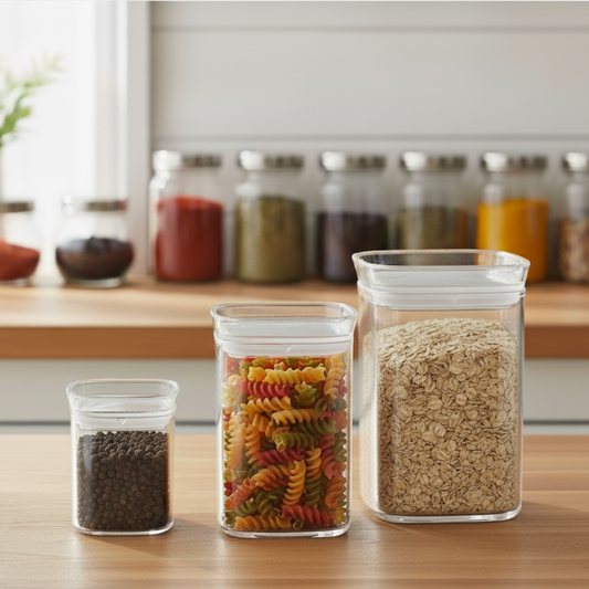 Signature Acrylic Stackable Airtight Jar with Transparent Lid by Ziba
