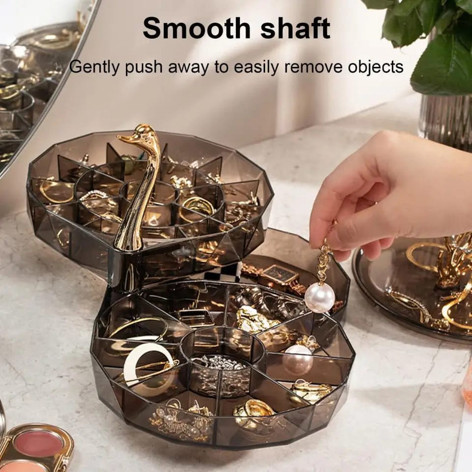 Swan Rotatable Transparent Jewellery Box