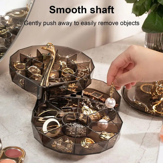 Swan Rotatable Transparent Jewellery Box