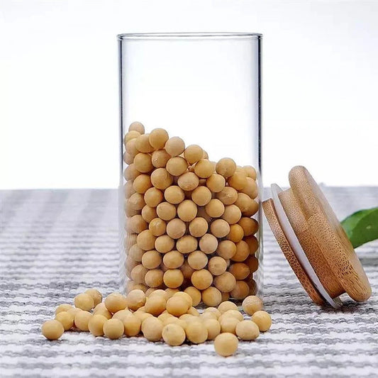 3Pcs Glass Storage Jars with Airtight Bamboo Lids