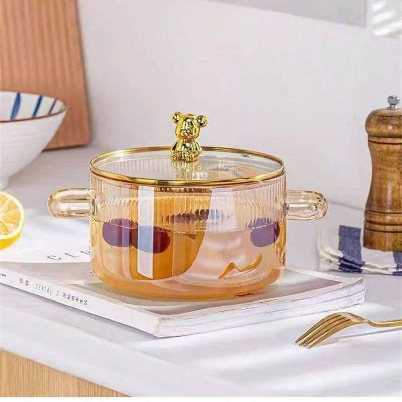 Premium Borosilicate Glass Saucepan with Lid, 2-Quart Heat-Resistant Cookware