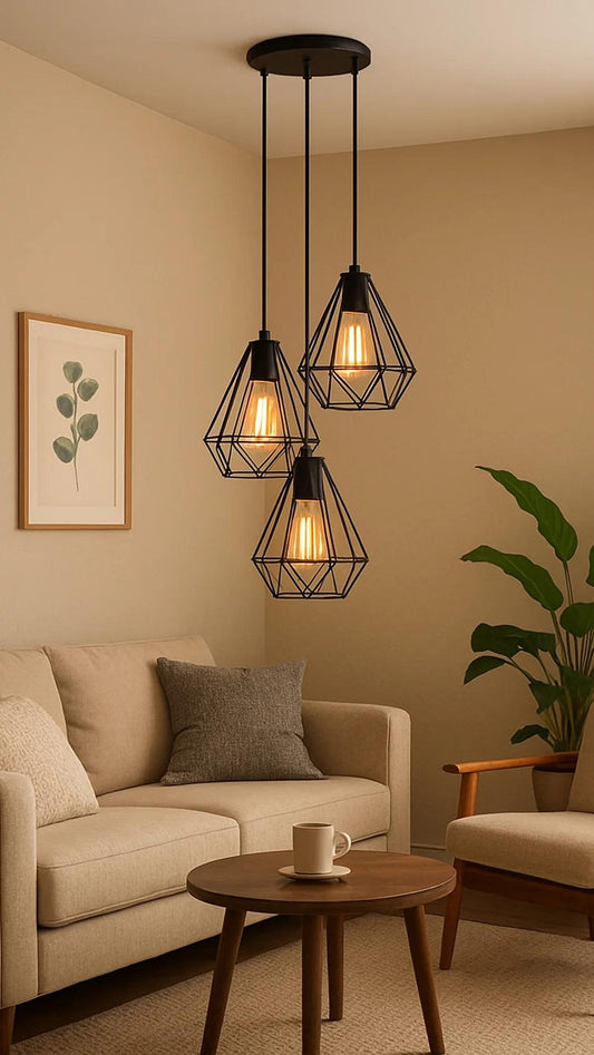 Triple Cage Pendant Lamp