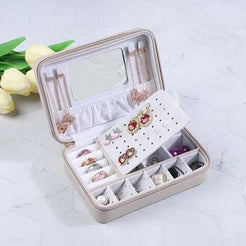 Zipper Jewelry Storage Box With Mirror